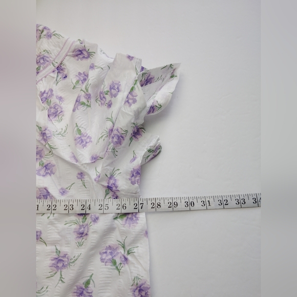 National Women's Lightweight Housecoat Mumu Pockets White Purple Floral Size 3X - Picture 10 of 11